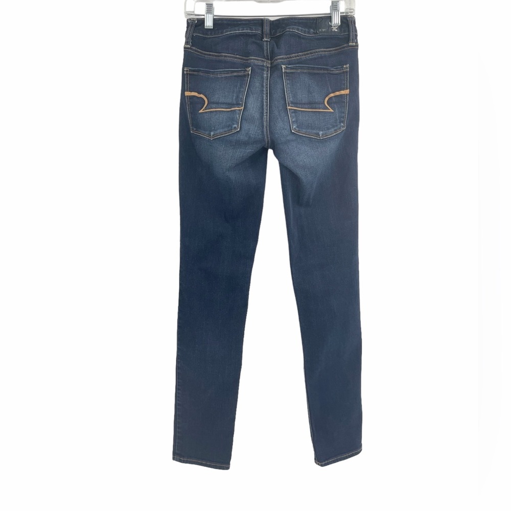 American Eagle Super Stretch Dark Wash Skinny Denim Jeans Size 4 - Picture 6 of 13
